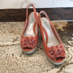 Orange Wedge Espadrilles